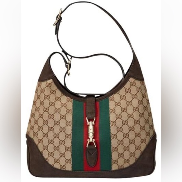 💎 ✨BEAUTIFUL ✨💎 Brown GG Canvas and Nubuck Leather Jackie Web Hobo crossbody - Picture 3 of 13